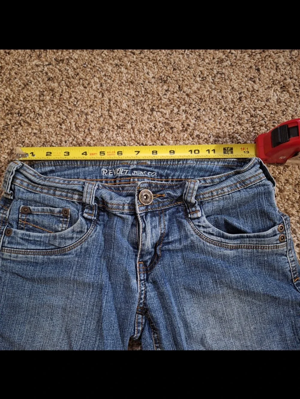Revolt Jeans Co Y2K Ultra Low Rise Denim Bermuda Shorts Size 5